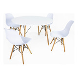 Mesa Branca Eiffel 100cm + 4 Cadeiras Eames Qualidade Estilo