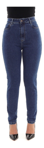 Calça Jeans Feminina Cintura Alta Mom Básica Elastano 00201