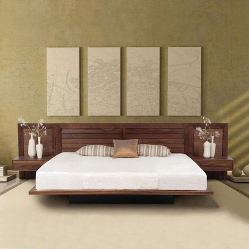 Juego De Alcoba Cama Doble En Madera Maciza De Roble 140cm