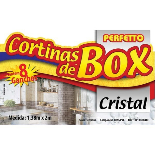 Kit 2 Cortina Banheiro Box Cristal 2m X 1,38m Transparente 