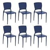 Combo 6 Cadeiras De Jantar Safira Azul Yale Tramontina