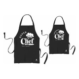 Conjunto Avental Churrasqueiros Pai E Filho Churrasco Kit Cor Preto Desenho Do Tecido Chefs