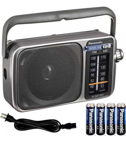 Radio Panasonic Am/fm Pilas O Corriente Conector Audifonos Color Plateado 120v