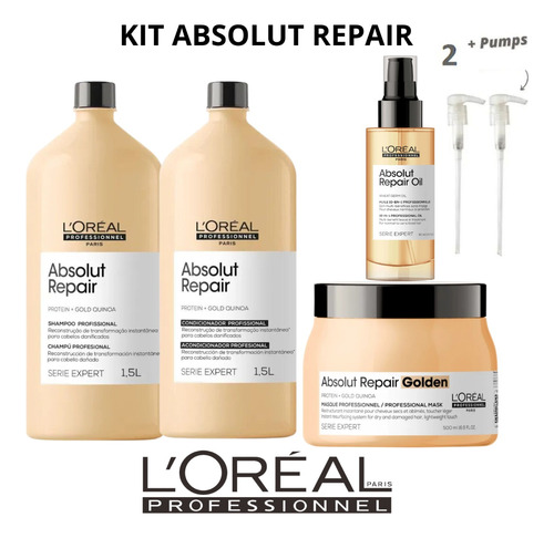 Kit Absolut Repair Loreal S + C 1,5l + M Golden 500 + O 90ml