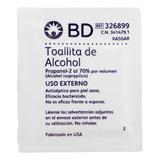 Toallitas Bd Isopropílico 100 Unidades