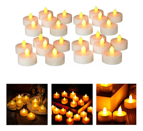 24 Velas Led Con Pila Souvenir Fiesta Decoración Cálidas