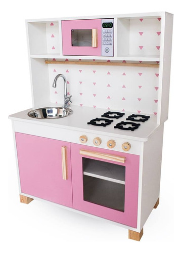 Mini Cozinha Infantil Madeira Microondas Fogão Forno