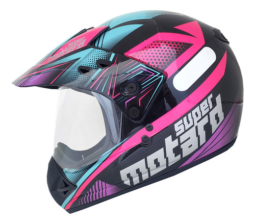 Capacete Cross Ebf Motard Action Motocross Trilha C/ Viseira