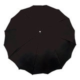 Paraguas Semiautomático Tipo Bastón Doble Tela Resistente Color Negro