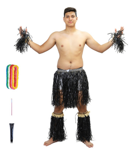 Disfraz De Guerrero Hawaiiano Tradicional Con Collares Para Adulto