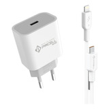 Cabo + Fonte Compatível iPhone SE X Xr 11 12 13 14 Usb-c 20w