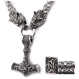 Gungneer Thor Hammer Pendant Viking Mjolnir Necklace For Men