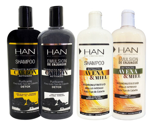 Combo X2 Shampoo Y Enjuague Carbon Detox - Avena - Han