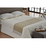 Peseira Xale Cama Bordado Barrado Richilieu Sued King Size