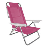 Cadeira Alumínio Reclinável Praia Piscina Rosa Pink - Mor