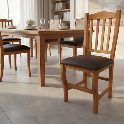 4 Sillas De Madera Acabado En Cera Comodas Y Resistentes Estructura De La Silla Cera Rustica Canon Asiento Chocolate Diseño De La Tela Tactopiel
