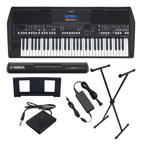 Kit Teclado Musical Yamaha Psr Sx600 Com Pedal E Suporte