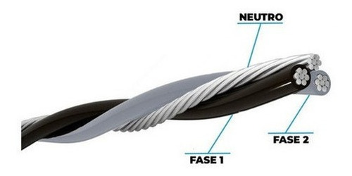 Cabo De Alumínio Triplex 25mm - Neutro Nu 50 Metros