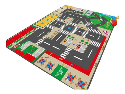 Alfombra Antigolpes Infantil Sensorial Pista Autos 118x81cm