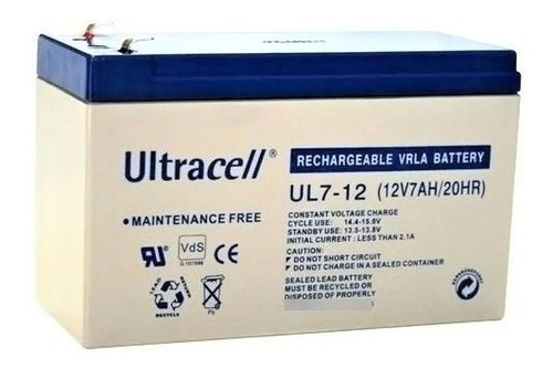 * * Batería Recargable Gel 12v 7ah 7.2ah, Ultracell * * 