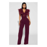 Jumpsuit Elegante Color Vino Marca Fashion Nova