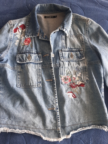 Chaqueta De Jeans Bordada Mujer