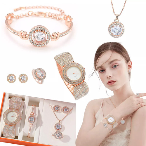 Juego De Reloj Yjoyas Para Mujer En Caja De Regalo Elegante