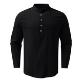 Blusa Masculina De Algodão E Linho, Camisetas Casuais De Man