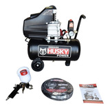 Compresor De Aire Eléctrico Portátil Swedish Husky Power Semiprofesional Winder25n 25l 2.5hp 110v 60hz Negro