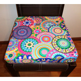 1 Almohadon Mandala Para Silla 40 X 40 X 6 Cms Con Cinta 