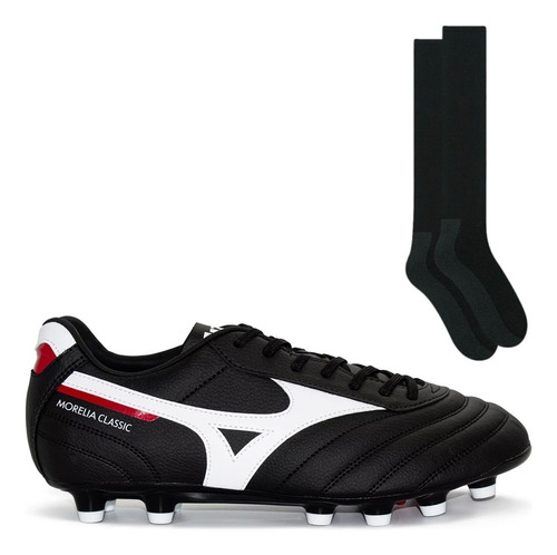 Chuteira Mizuno Masculina Campo Morelia Classic Trava+ Meião