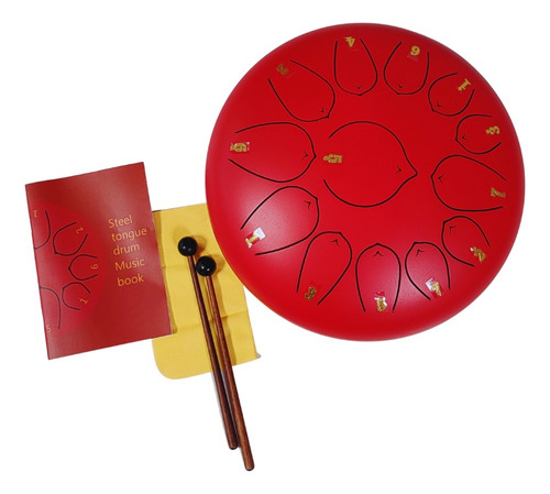 Steel Tongue Drum 10 Pulgadas 13 Tonos Rojo Meditacion  