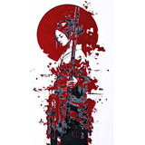 Decoración Japonesa Retrato Geisha Guerrera Hueforge 3d
