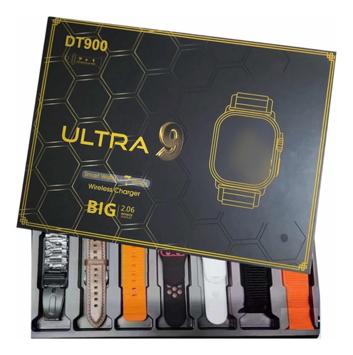 Relogio Smatwatch Dt900 Ultra + 7 Pulseiras + 1 Case