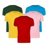 Kit 5 Camisetas Básicas Masculinas Gola Redonda G1 G2 G3