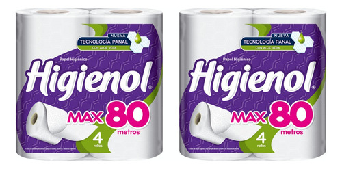 Papel Higiénico Higienol Max Simple 4 X 80mts  pack X2