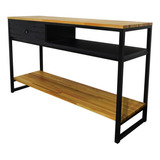 Rack Tv Mueble Estilo Industrial Hierro Y Eucalipto