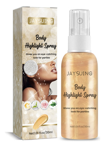 Body Highlight Spray Con Purpurina De 30 Ml, Gel Facial De S