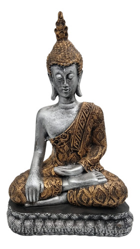 Buda Hindu Gg - Roupa Ouro C/ Pele Prata