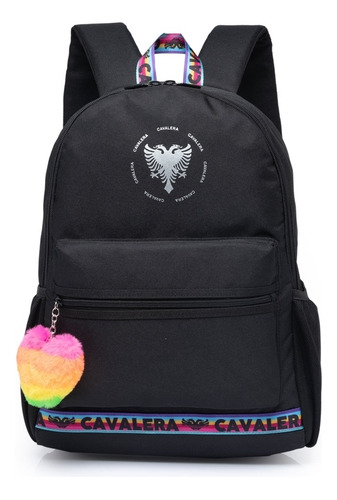 Mochila Bolsa Feminina Cavalera Escolar Faculdade Resistente Cor Preto