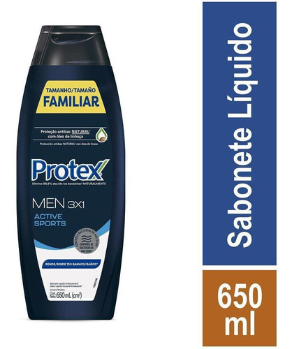 Sabonete Líquido Masculino Men 3x1 Active Sport 650ml Protex