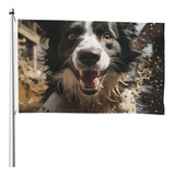 Bandera Pastor Border Collie 4x6 Pies Para Exterior - Doble 