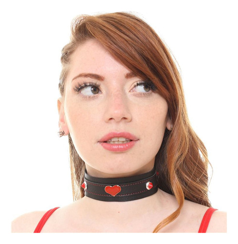 Collar Urbano 0614 Choker Cuero Eco Dije Corazón - Xshop