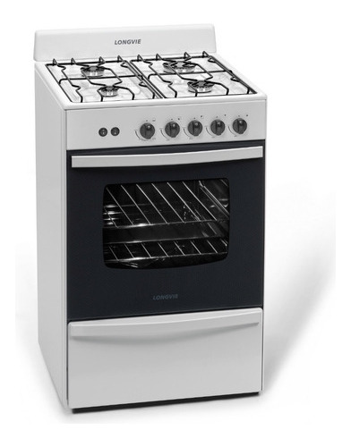 Cocina A Gas Longvie 12331b 56cm Blanca Cajón Parrilla Color Blanco Tipo De Conexión Multigas