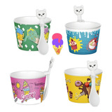 Set 4 Vasos Para Helado Reutilizables + Cuchara Titiz