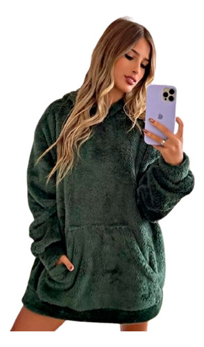 Buzo Pijama Hoodie Canguro Polar Capucha Hombre Mujer