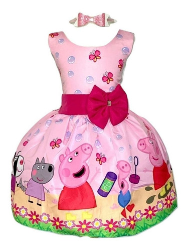 Vestido Infantil Porquinha Pig Luxo Fantasia Festa