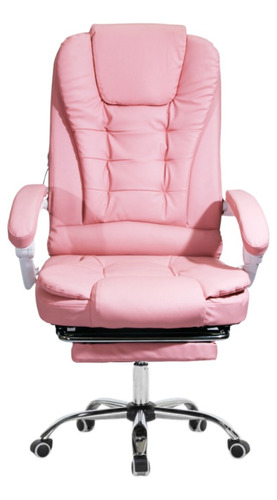 Cadeira Presidente C/ Massagem 7 Pontos Rosa Claro 