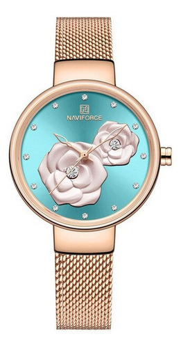 Reloj Naviforce Original Nf 5013l Flor Turquesa + Estuche