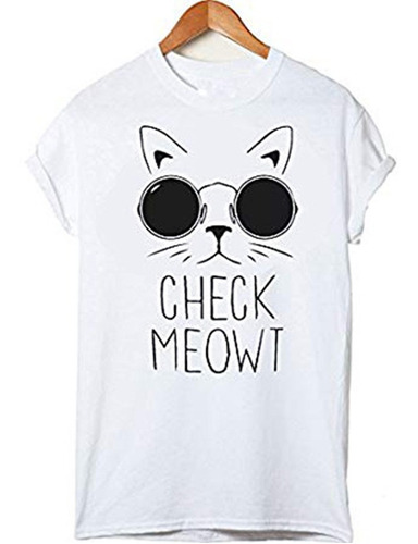 Playera Camiseta Moda Gato Lentes Check Me Owt Cat